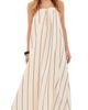 English Factory English Factory Strapless Pintuck Striped Maxi Dress Beige/Black - 1