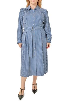 English Factory English Factory Stripe Belted Long Sleeve Maxi Dress
