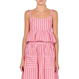 English Factory English Factory Stripe Ruffle Hem Cotton Top