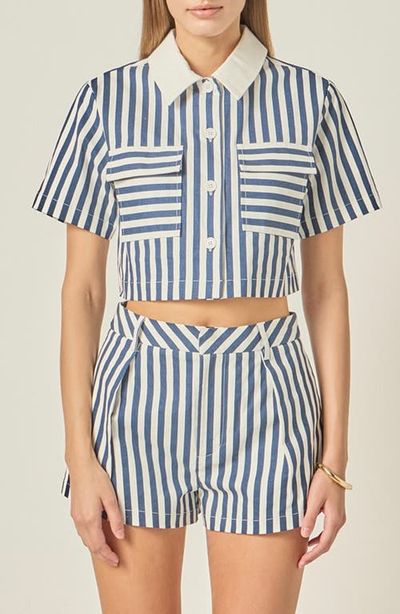 English Factory English Factory Stripe Short Sleeve Crop Shirt