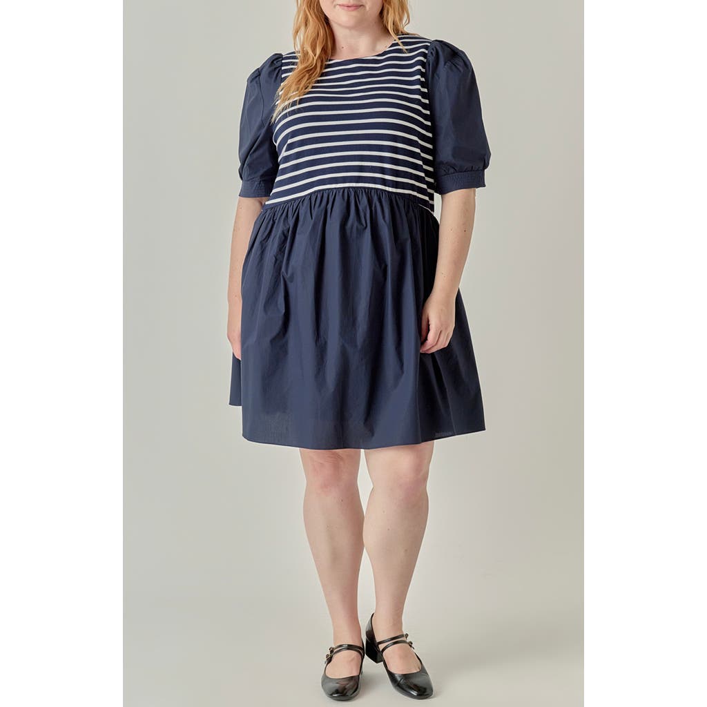 English Factory English Factory Striped High-Low Knit Combo Dress