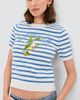 English Factory English Factory Striped Lemon Short Sleeve Sweater White/Blue - 2