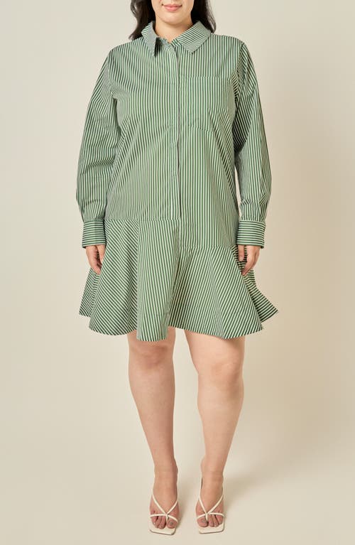English Factory English Factory Striped Long Sleeve Flared Skirt Shirtdress