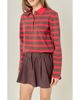 English Factory English Factory Striped Long Sleeve Polo Knit Top - 1