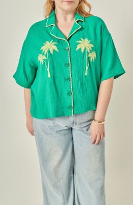 English Factory English Factory Tropical Embroidered Cotton Camp Shirt