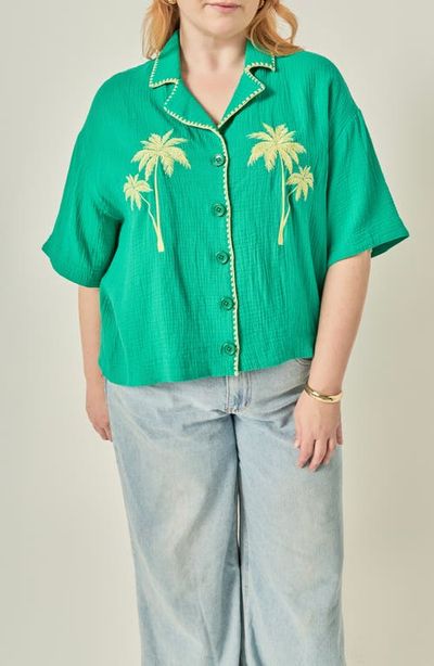 English Factory English Factory Tropical Embroidered Cotton Camp Shirt