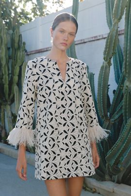 English Factory Feather-Pointed Mini Dress