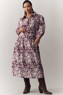 English Factory Long-Sleeve Midi Shirtdress