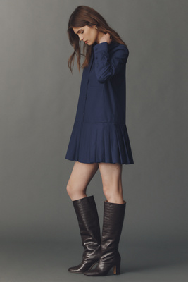 chinese dress ladies Pleated Detail Puff Sleeve Mini Dress – English Factory main image 1