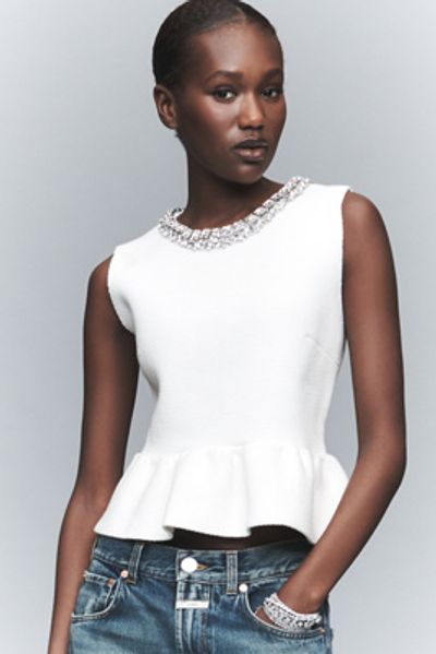 English Factory Petite Rhinestone Peplum Top