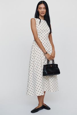 English Factory Sleeveless Boatneck Midi Dress