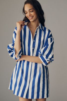 English Factory Striped Shirtdress