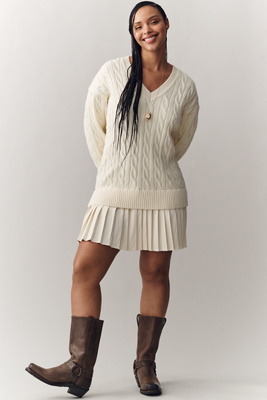 English Factory - V-Neck Long-Sleeve Mini Twofer Dress English Factory - V-Neck Long-Sleeve Mini Twofer Dress