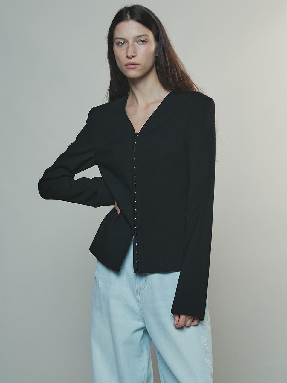 Enor Classy Collarless Jacket_Black