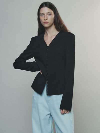 Enor Classy Collarless Jacket_Black