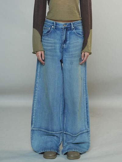 Enor Cutting Line Denim Pants_Blue