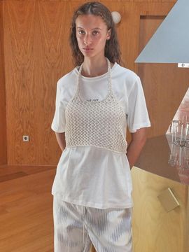 Enor Halter Crochet Knit Top