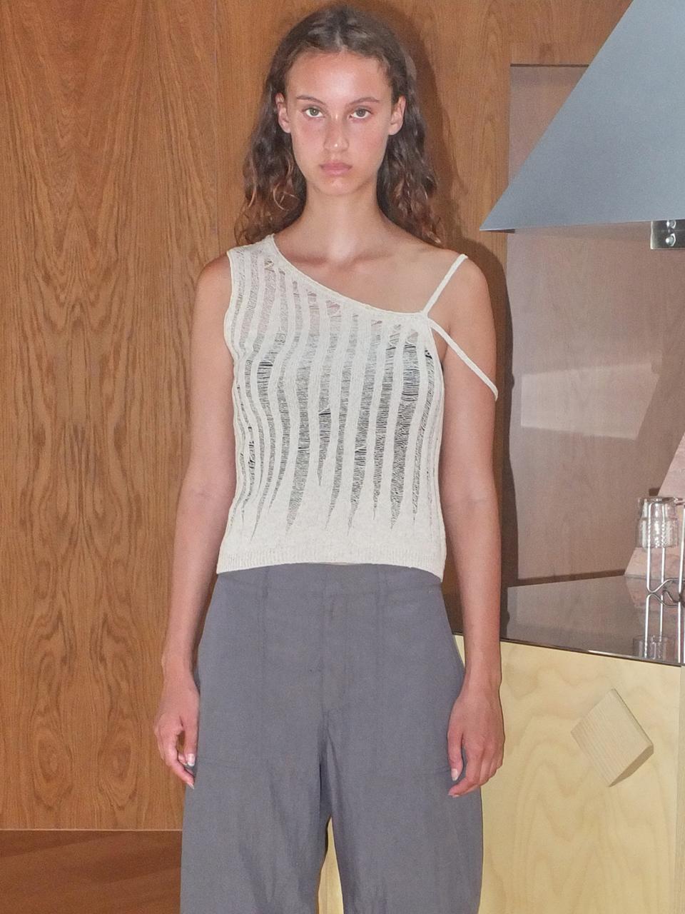 Enor Layered Tank Knit Top_Beige