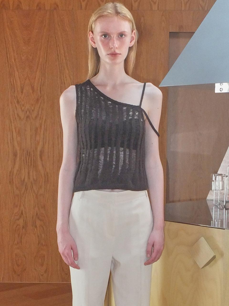 Enor Layered Tank Knit Top_Brown