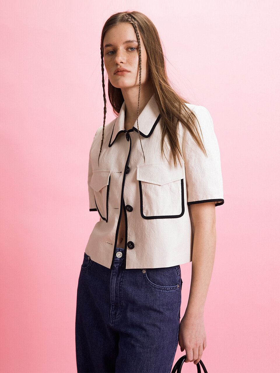 Enor Line Contrast Crop Jacket