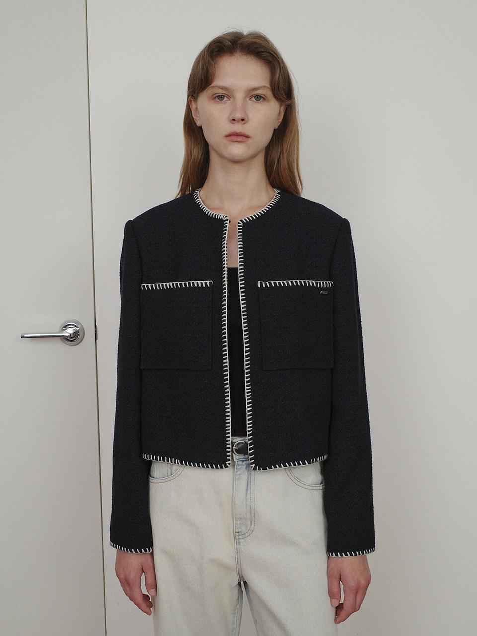 Enor Melo Stitch Tweed Pocket Jacket [Navy]