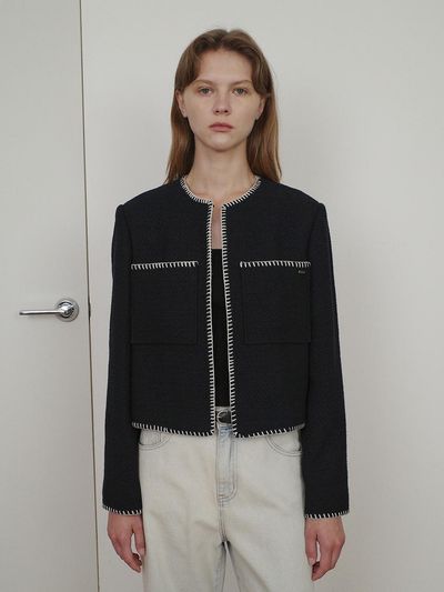 Enor Melo Stitch Tweed Pocket Jacket [Navy]