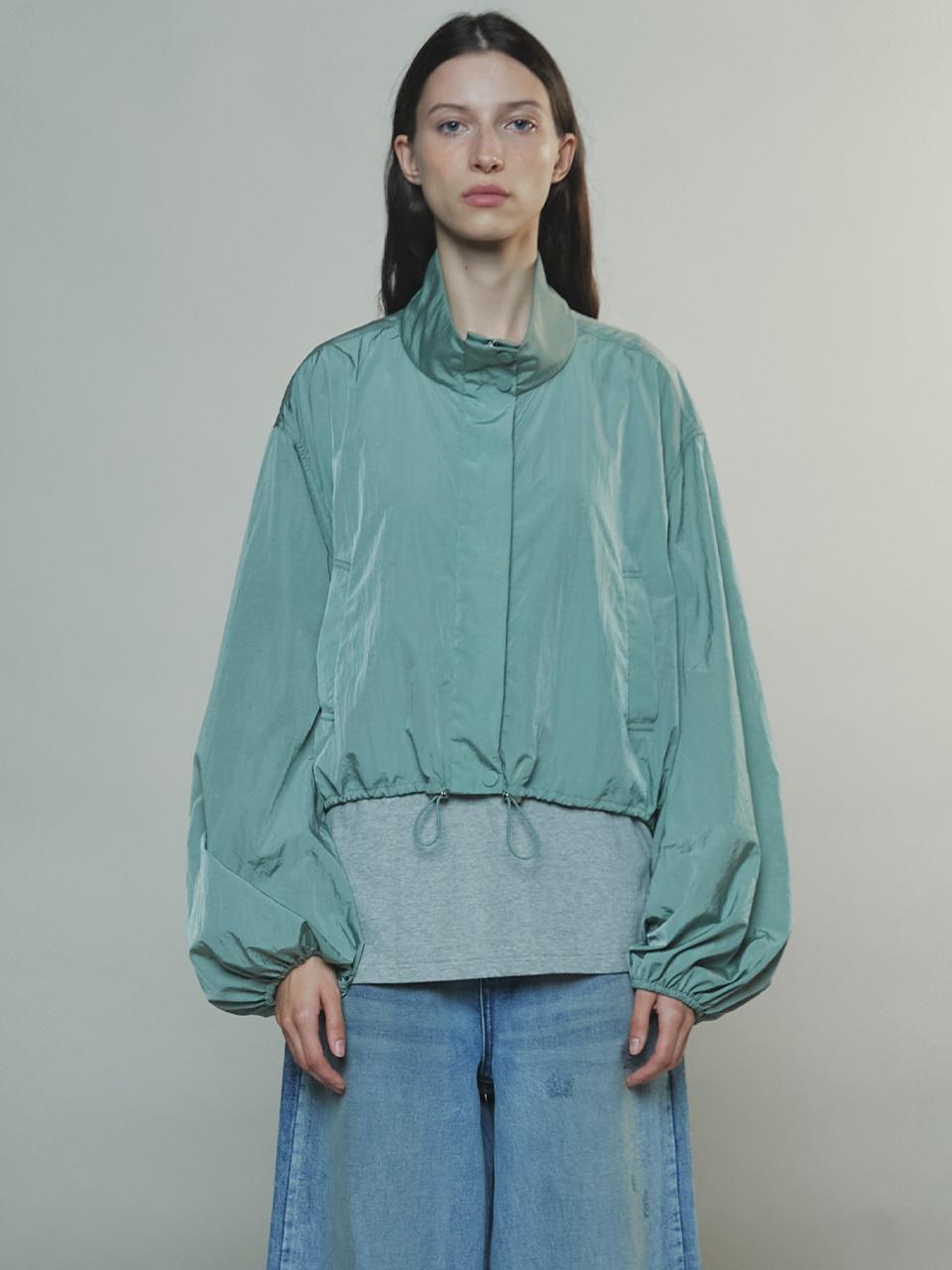 Enor Nylon Glossy Wind Jumper_Green