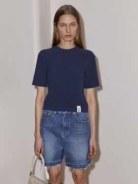 Enor Outlabel Boucle Knit Top _Navy