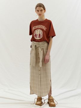 Enor Tie-up Point Linen Skirt_Beige