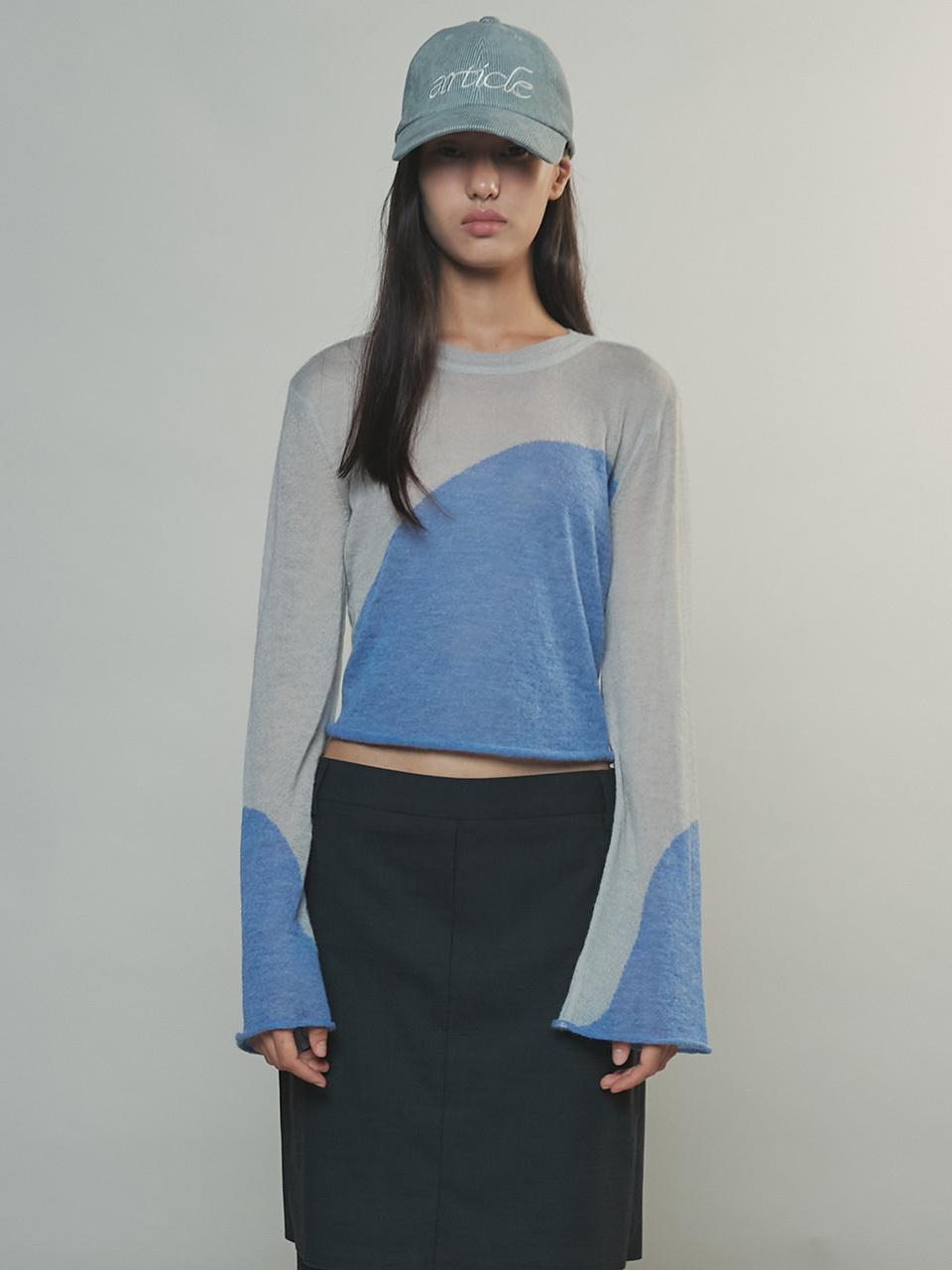 Enor Two Tone Drawstring Crop Top_Grey