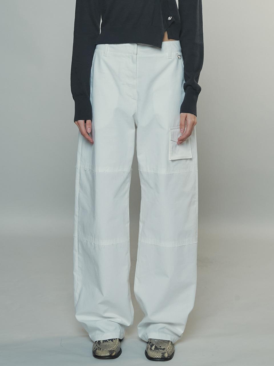 Enor Utility Cotton Cargo Pants_White