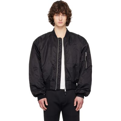 Entire Studios Entire Studios Black Cropped Broad Bomber Jacket
