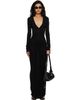 Entire Studios Entire Studios Black Long Sleeve V Neck Maxi Dress - 1