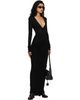 Entire Studios Entire Studios Black Long Sleeve V Neck Maxi Dress - 4