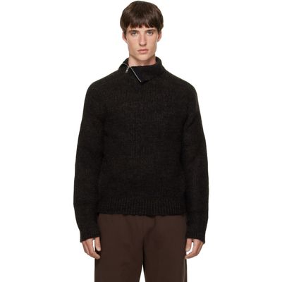 Entire Studios Entire Studios Brown Knit Zip Turtleneck
