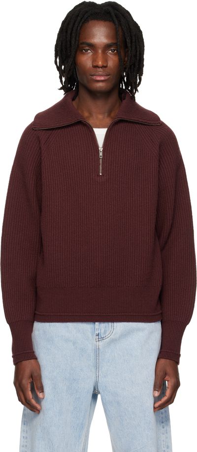 Entire Studios Entire Studios Burgundy Blimp Quarter Zip Sweater
