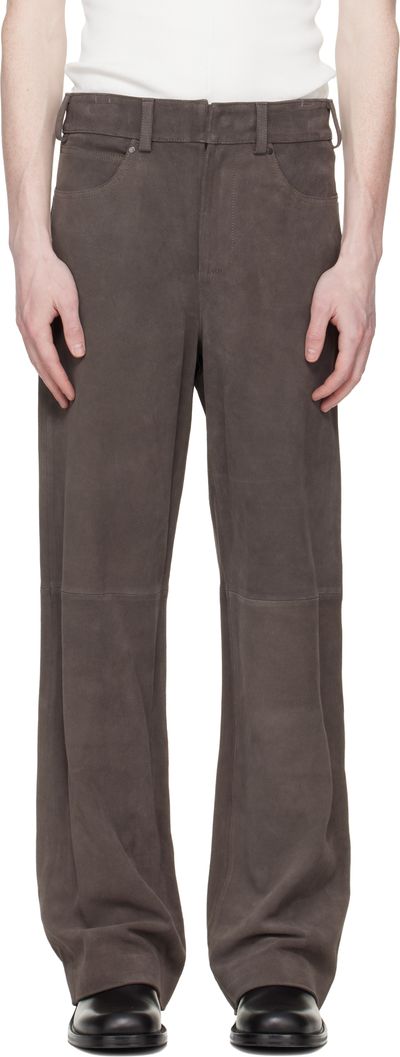 Entire Studios Entire Studios Taupe Straight Leg Suede Pants
