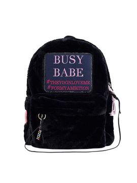 ENTRE REVES BUSY BABE fur BACKPACK [BLACK]