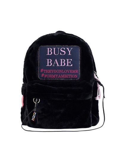 ENTRE REVES BUSY BABE fur BACKPACK [BLACK]