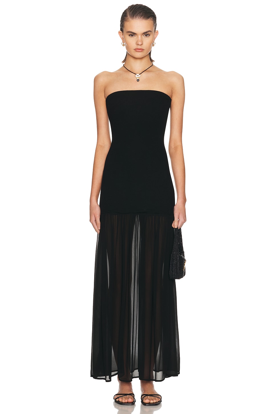 enza costa black dress ENZA COSTA SILK BLEND MAXI DRESS XSMALL