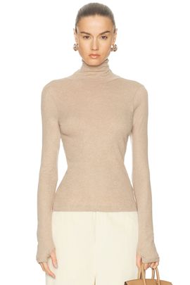 Enza Costa Enza Costa Cashmere Jersey New Classic Turtleneck Sweater
