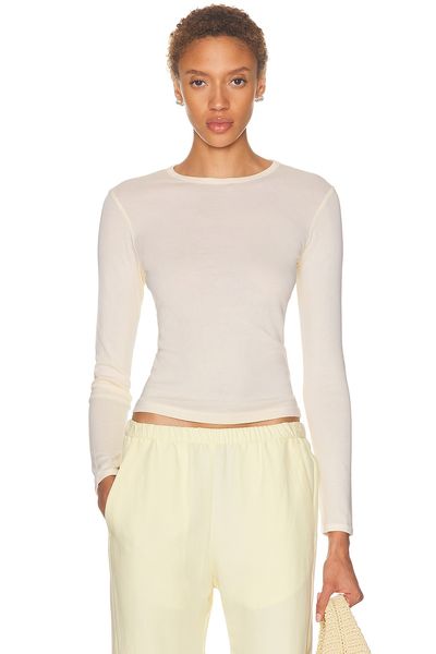 Enza Costa Enza Costa Fine Supima Cotton Long Sleeve Crewneck Top