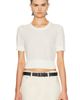 Enza Costa Enza Costa Linen Open Knit Cropped Short Sleeve Top - 1
