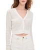 Enza Costa Enza Costa Linen Open Knit Cropped V Neck Cardigan Off White - 1