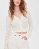 Enza Costa Enza Costa Linen Open Knit Cropped V Neck Cardigan Off White - 2