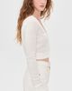 Enza Costa Enza Costa Linen Open Knit Cropped V Neck Cardigan Off White - 4