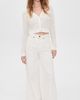 Enza Costa Enza Costa Linen Open Knit Cropped V Neck Cardigan Off White - 5