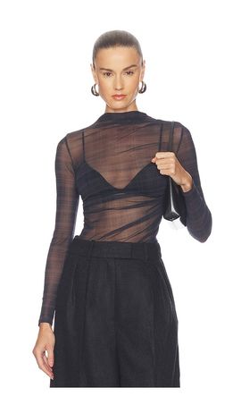 Enza Costa Enza Costa Mesh Longsleeve Twist Top