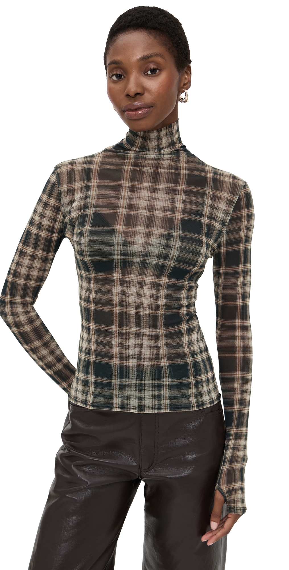 カットソー(長袖/七分) PLAID SHEER TURTLE KNIT Ameri（アメリ）の「PLAID SHEER TURTLE KNIT（ニット/セーター）」 - WEAR