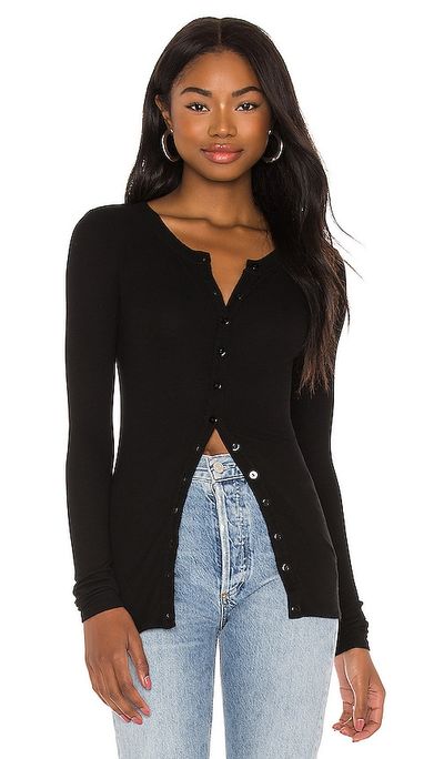 Enza Costa Enza Costa Silk Rib Fitted Long Sleeve Cardigan